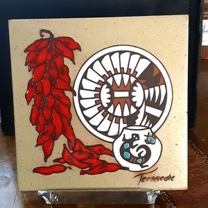 Teissedre Signed Red Clay Ceramic Tile